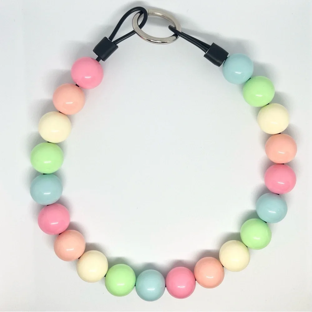 Pastel Rainbow Beaded Dog Collar Necklace Size Medium - 16 inches
